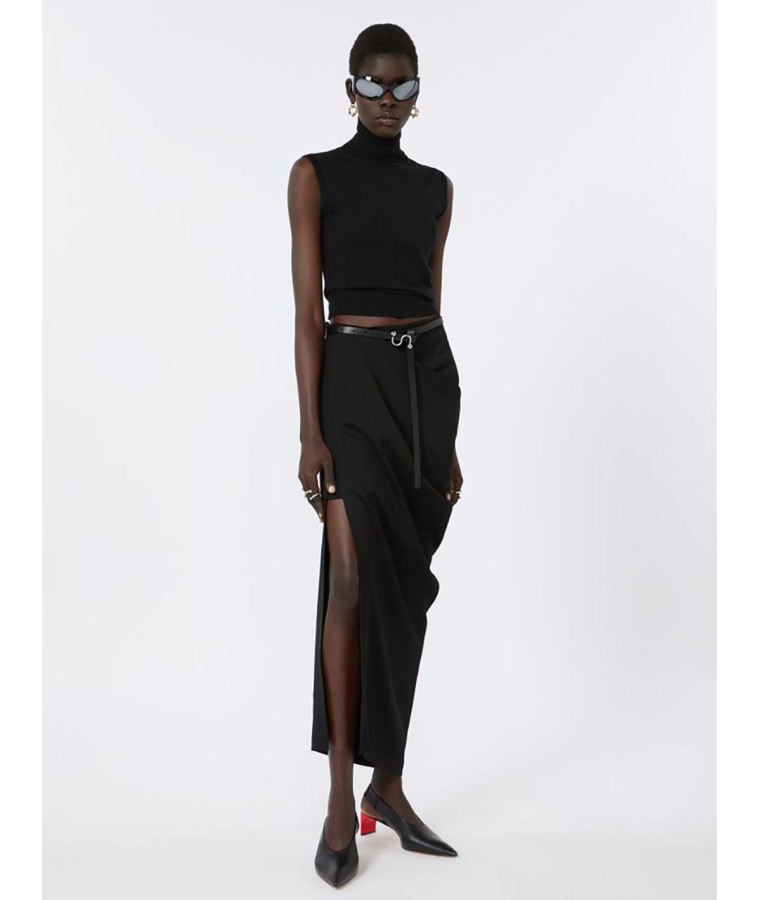 SPORTMAX Черная вискозная юбка миди, фото 2