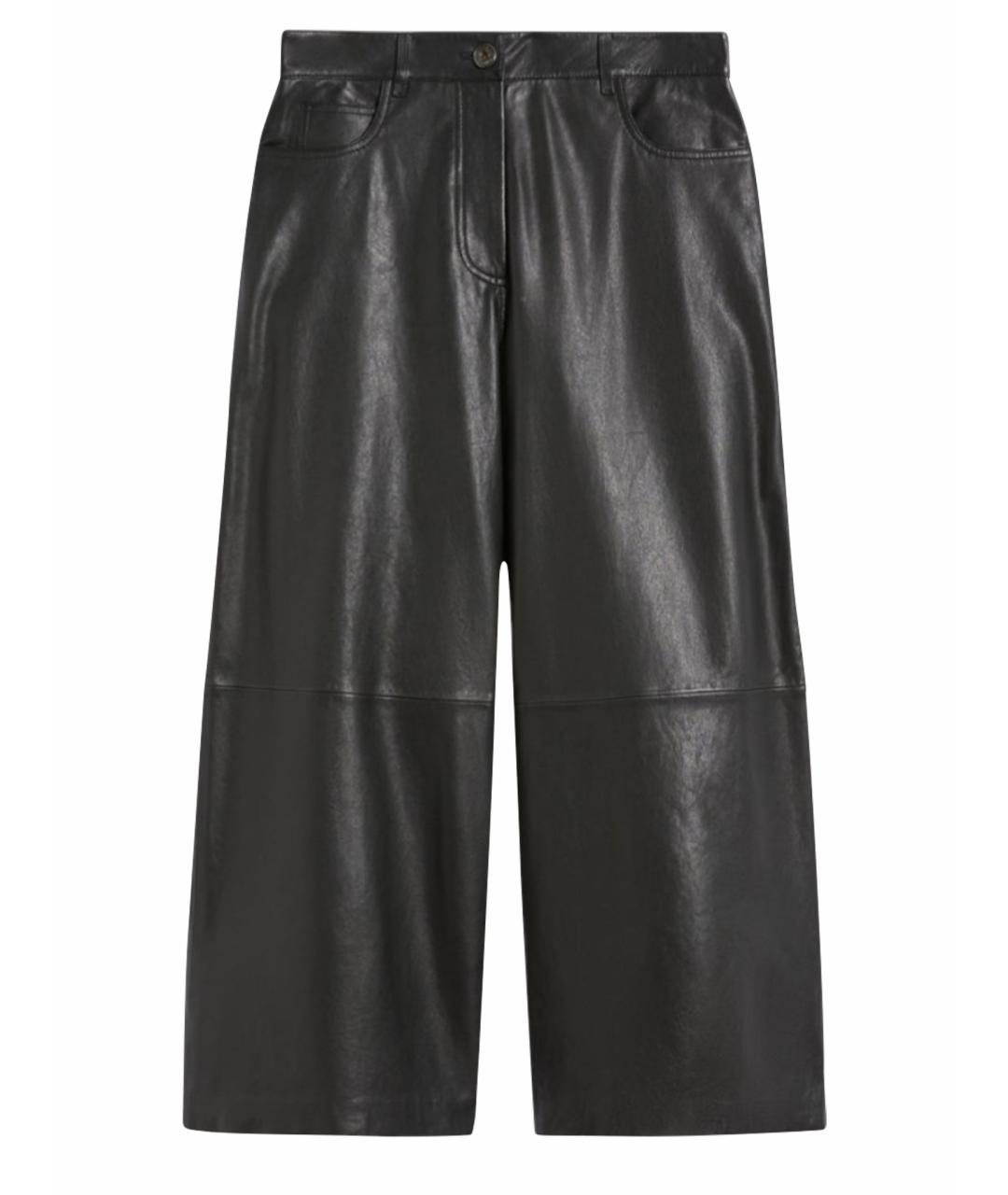 WEEKEND MAX MARA Черные кожаные брюки широкие, фото 1