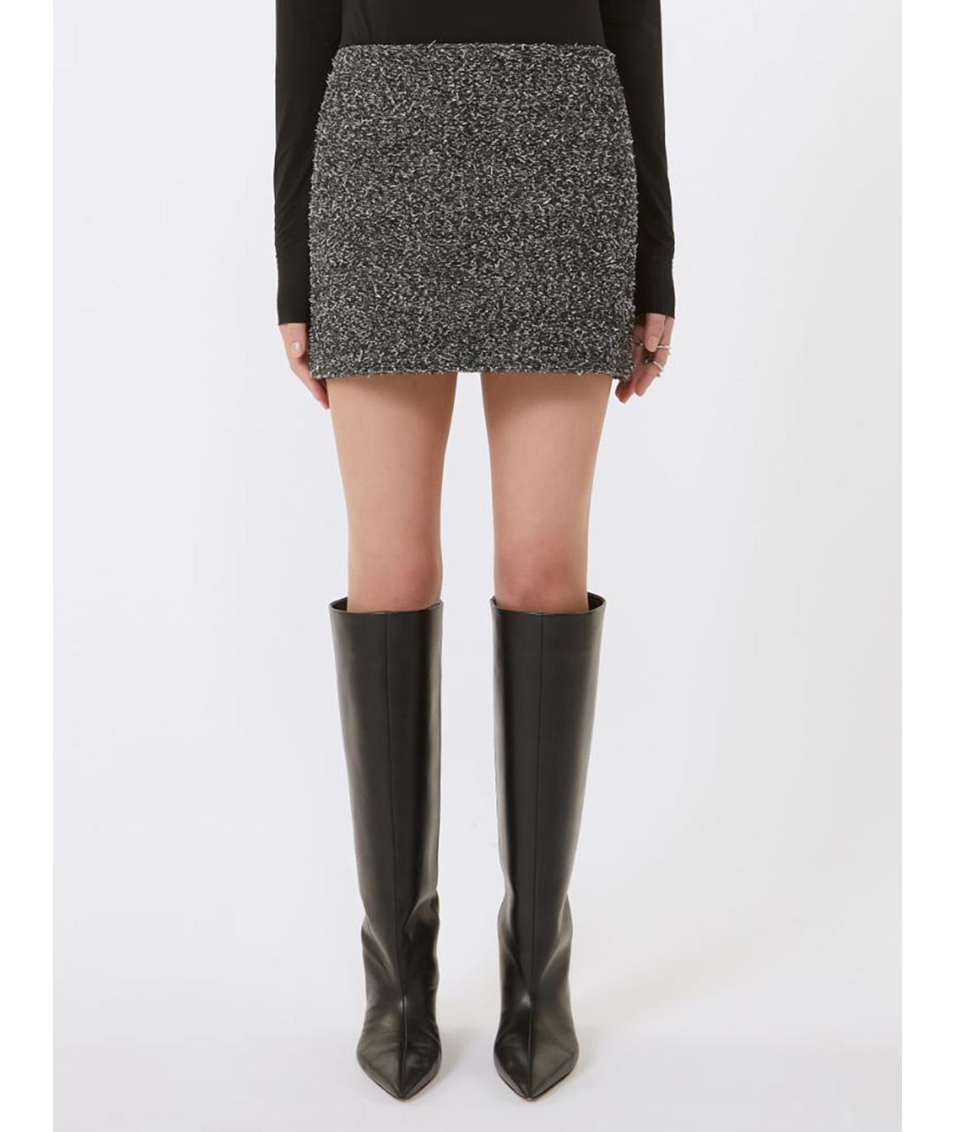 SPORTMAX Антрацитовая шерстяная юбка мини, фото 3