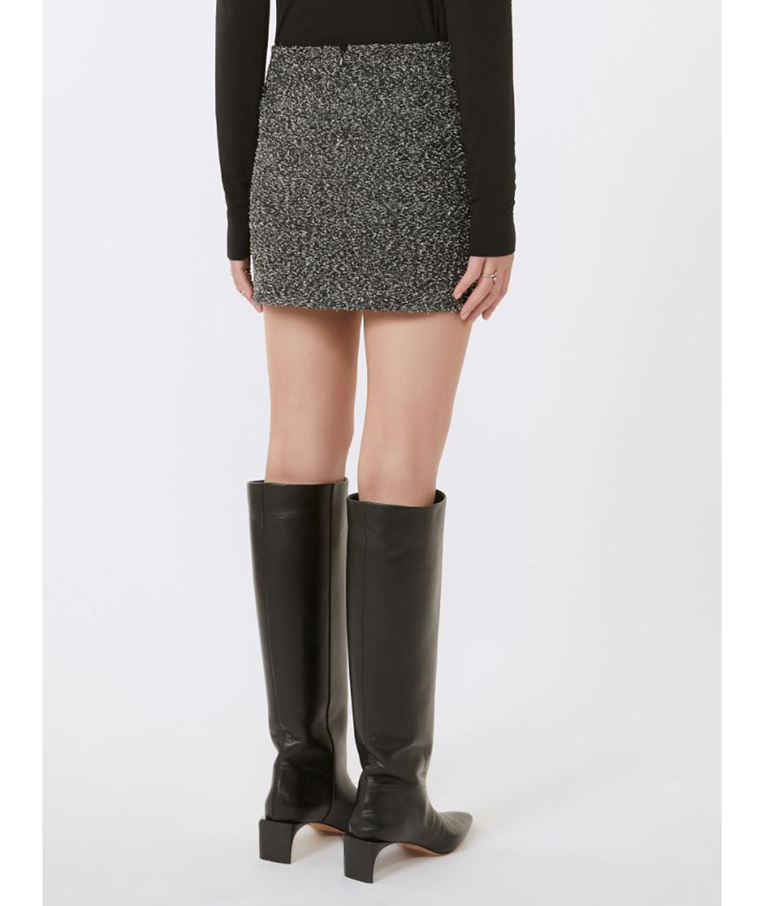 SPORTMAX Антрацитовая шерстяная юбка мини, фото 4