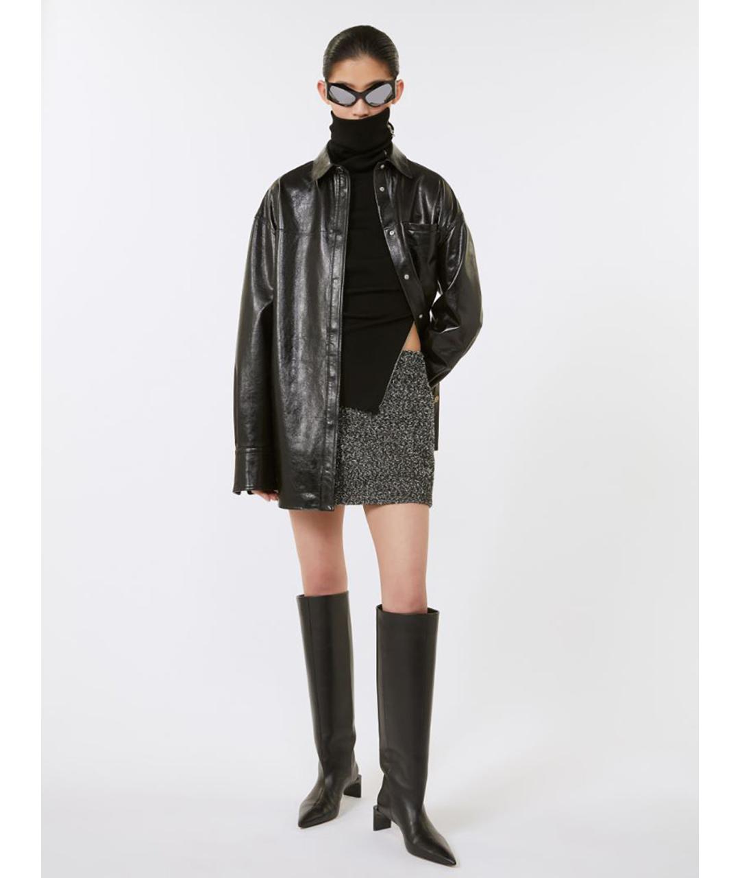 SPORTMAX Антрацитовая шерстяная юбка мини, фото 2