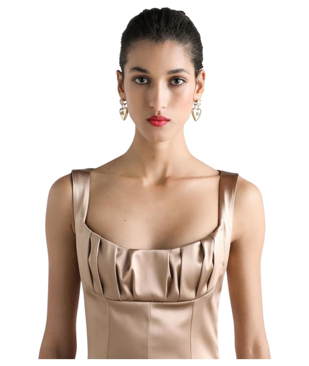 DOLCE&GABBANA Бежевое ацетатное коктейльное платье, фото 3