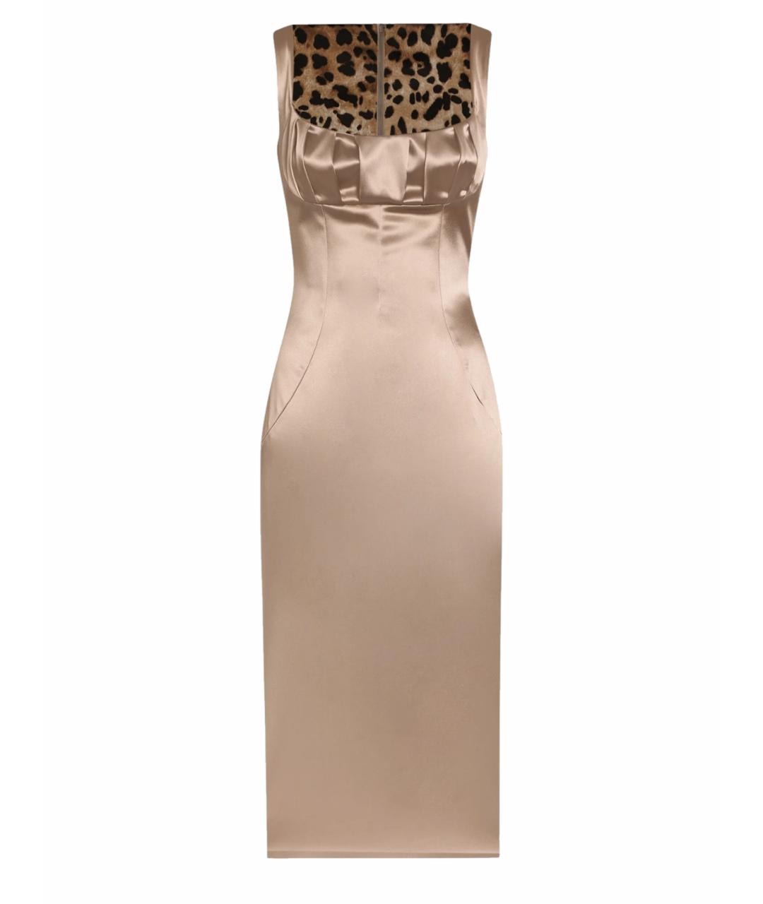DOLCE&GABBANA Бежевое ацетатное коктейльное платье, фото 1