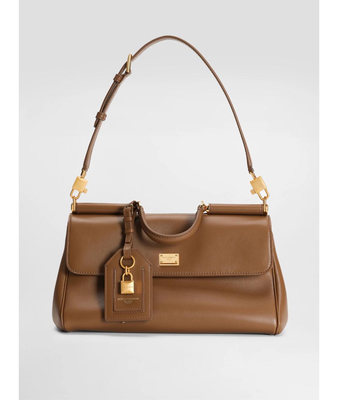 DOLCE&GABBANA Коричневая кожаная сумка тоут, фото 2