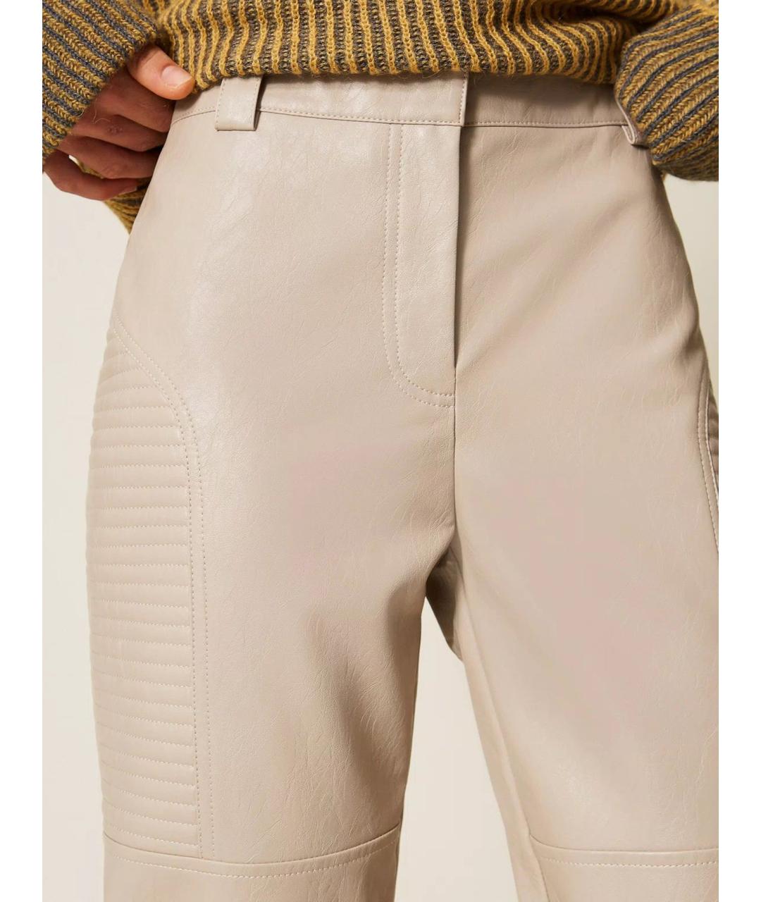 TWIN-SET Бежевые вискозные прямые брюки, фото 6