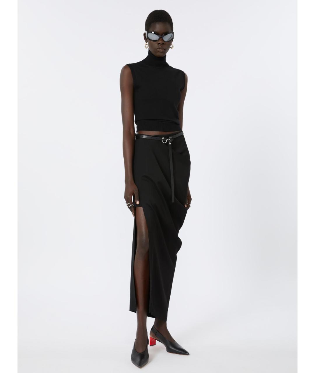 SPORTMAX Черный кожаный ремень, фото 2