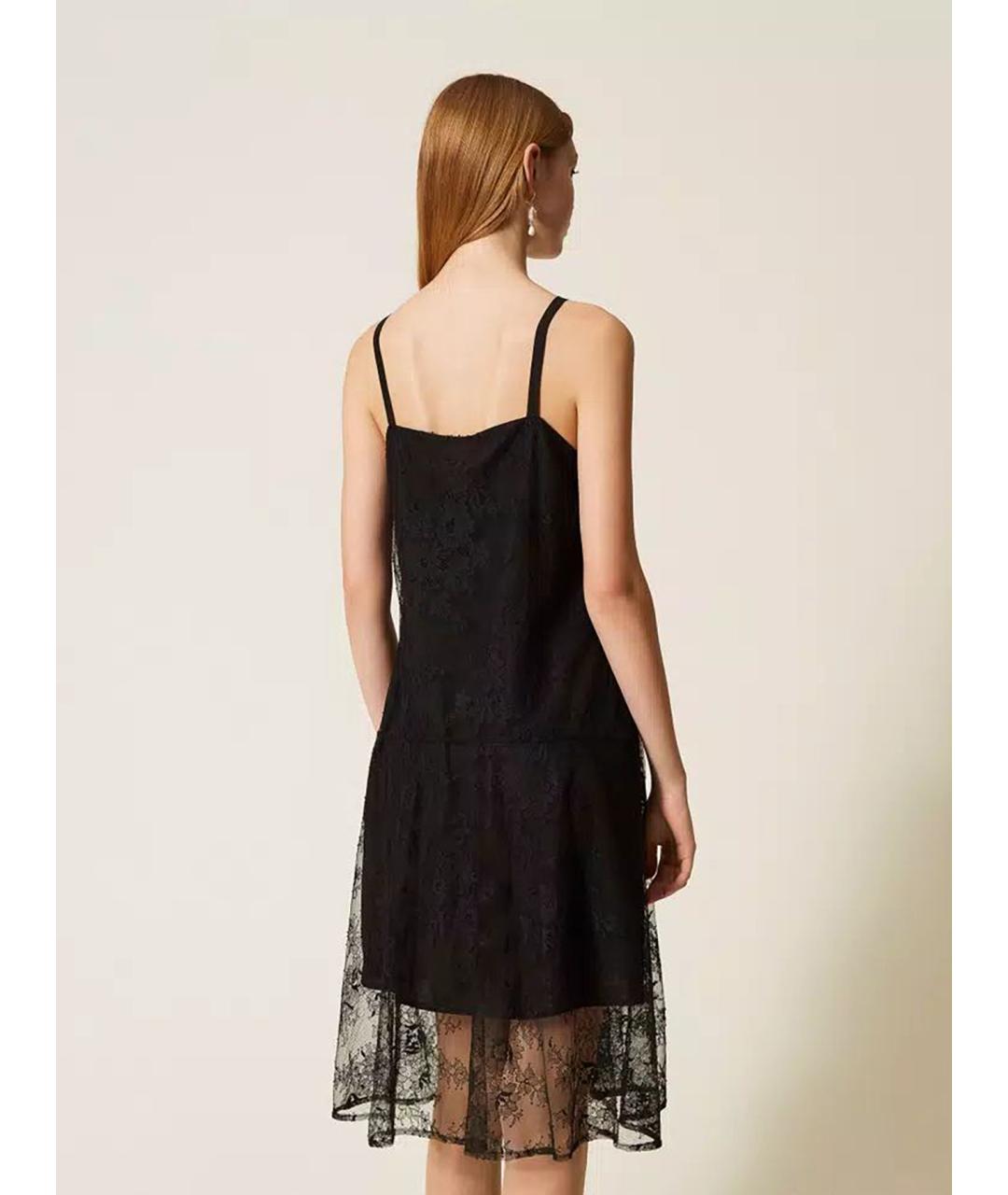 TWIN-SET Черное полиамидовое повседневное платье, фото 5