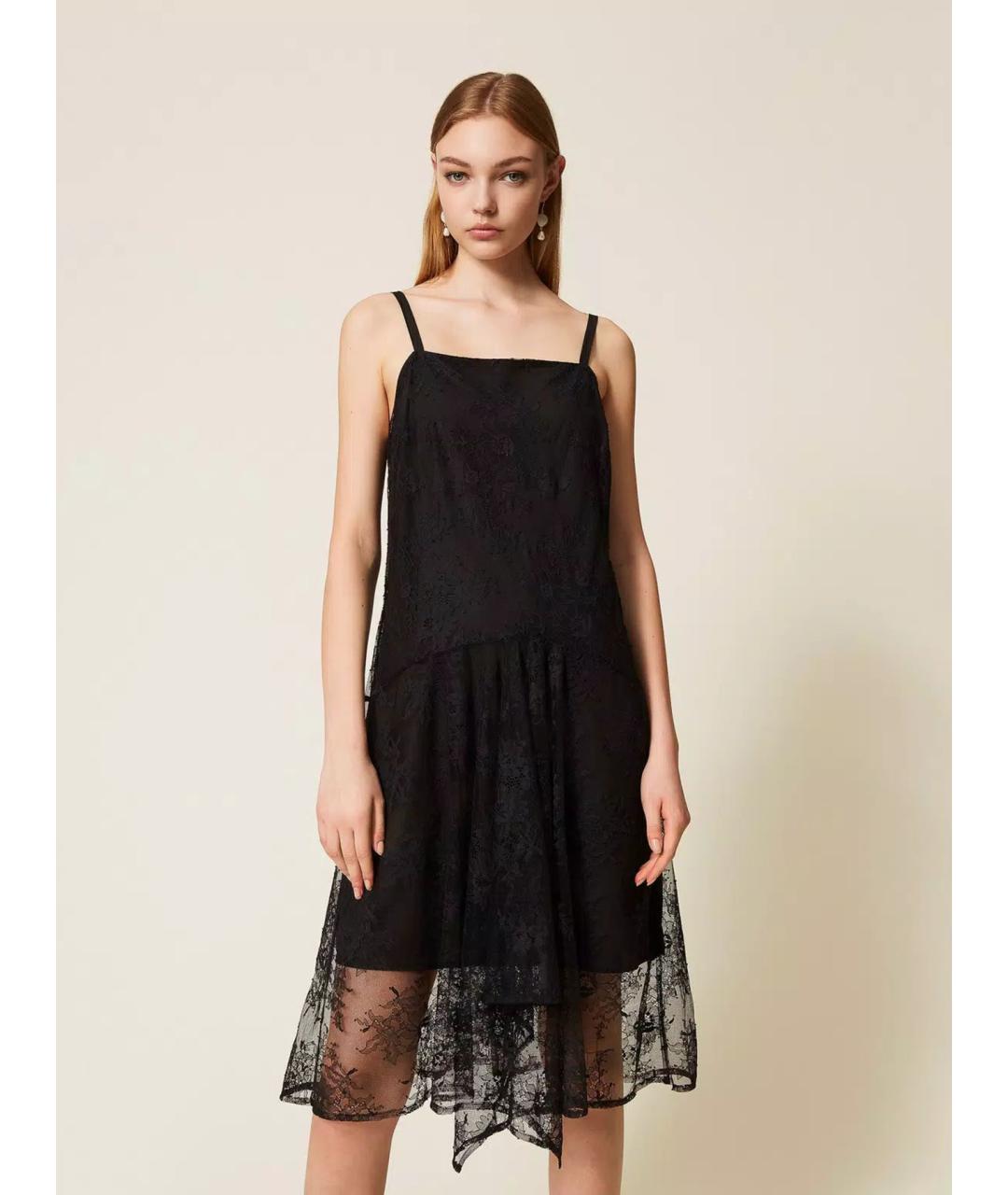 TWIN-SET Черное полиамидовое повседневное платье, фото 3