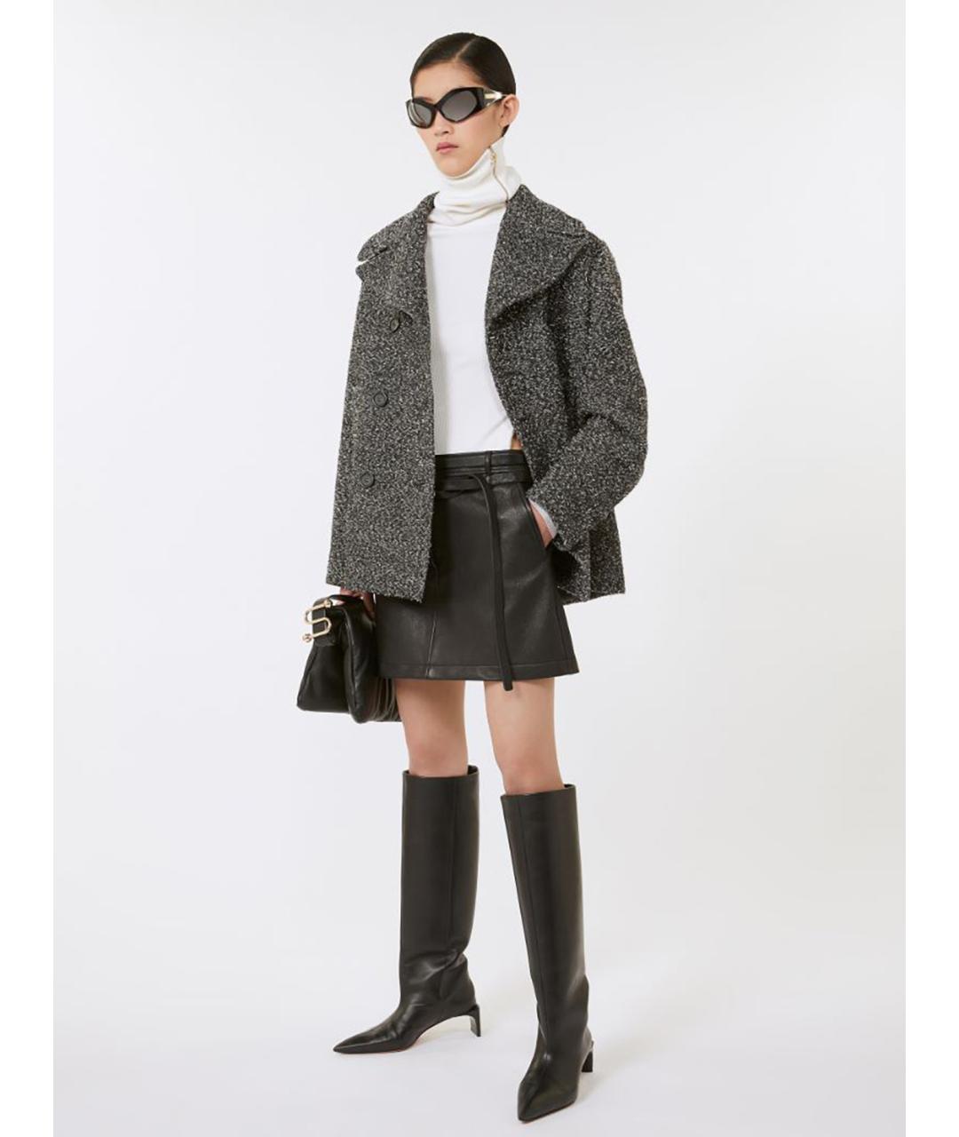 SPORTMAX Серое шерстяное пальто, фото 2