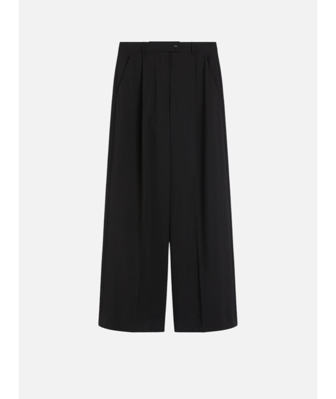 SPORTMAX Черные шерстяные брюки широкие, фото 6