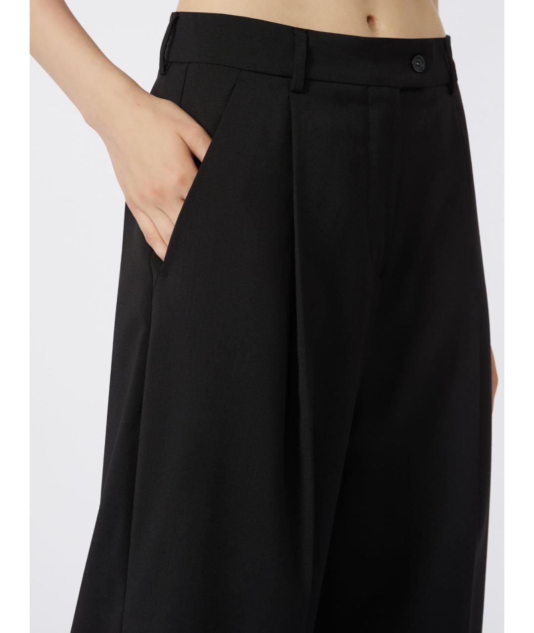 SPORTMAX Черные шерстяные брюки широкие, фото 3