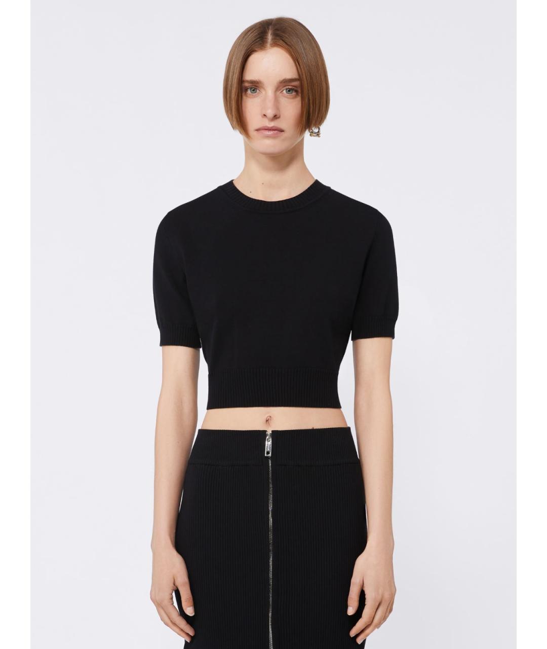 SPORTMAX Черная вискозная футболка, фото 4