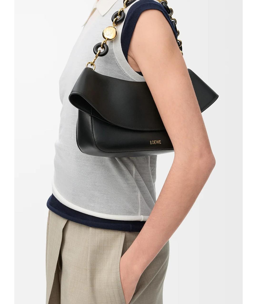 LOEWE Черная кожаная сумка через плечо, фото 3