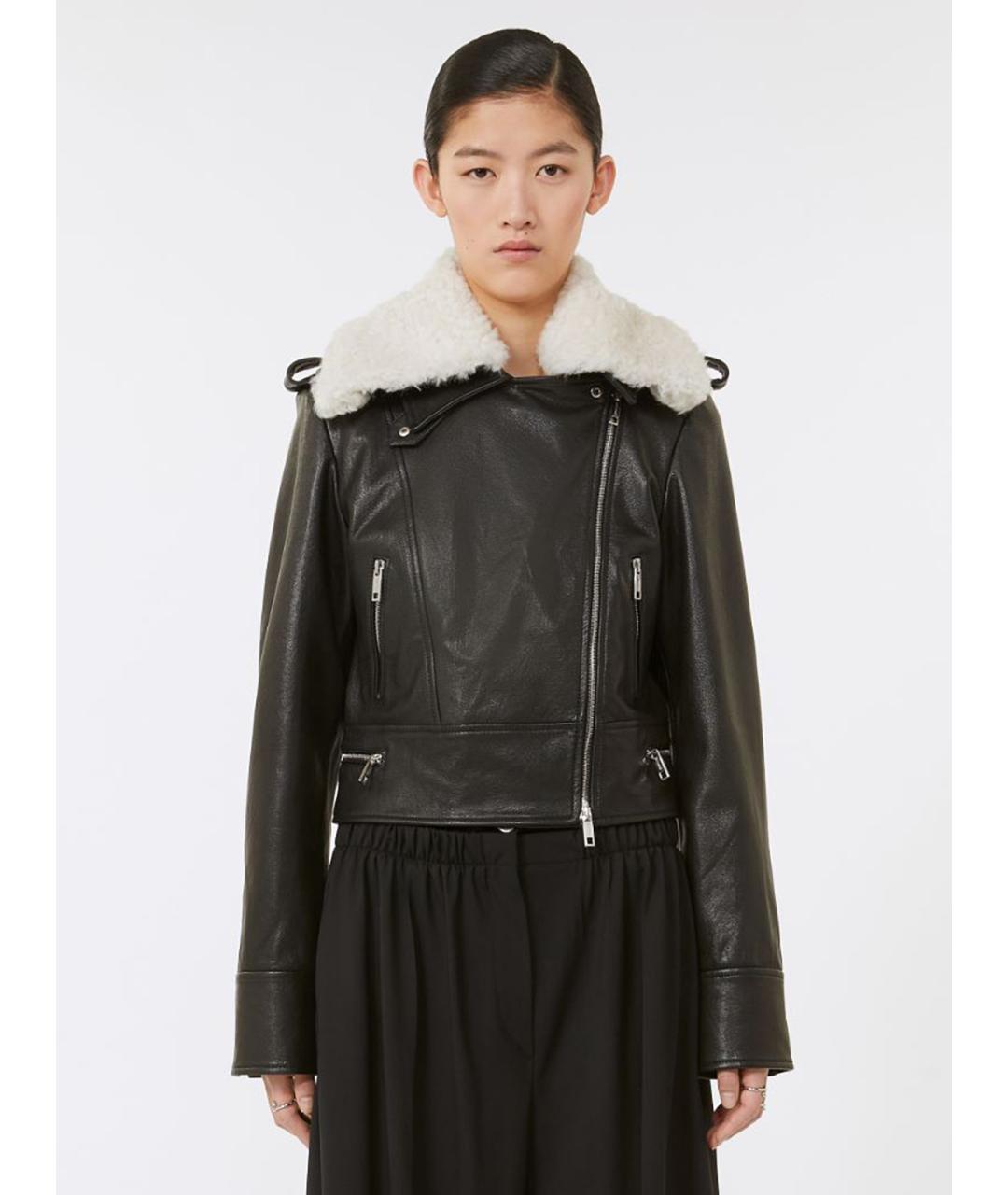 SPORTMAX Черная кожаная куртка, фото 3