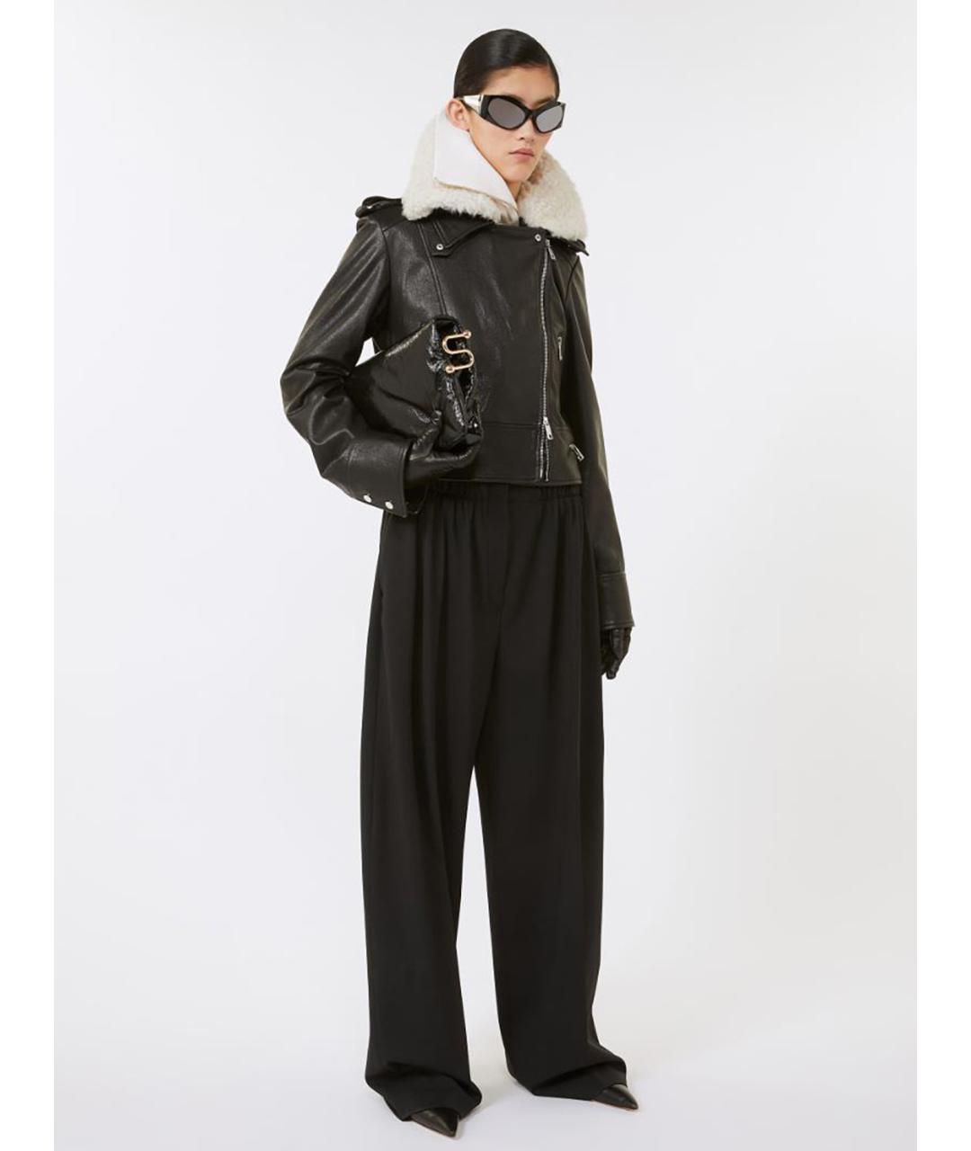 SPORTMAX Черная кожаная куртка, фото 2