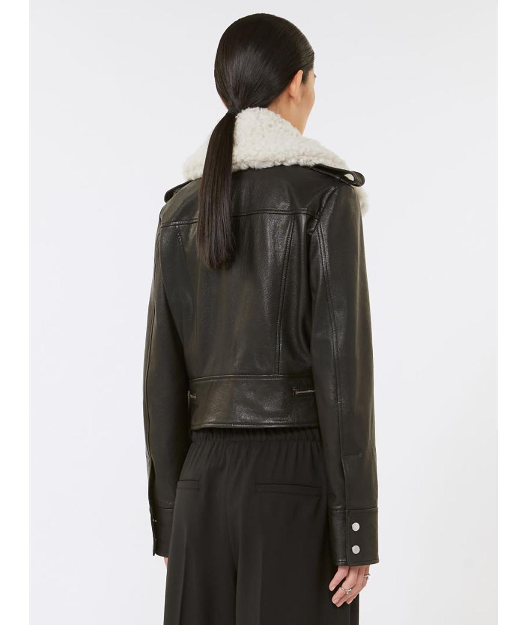 SPORTMAX Черная кожаная куртка, фото 4