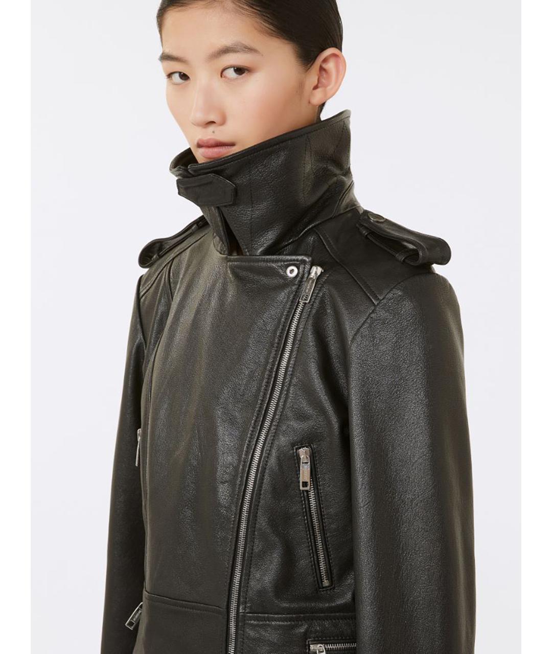 SPORTMAX Черная кожаная куртка, фото 5
