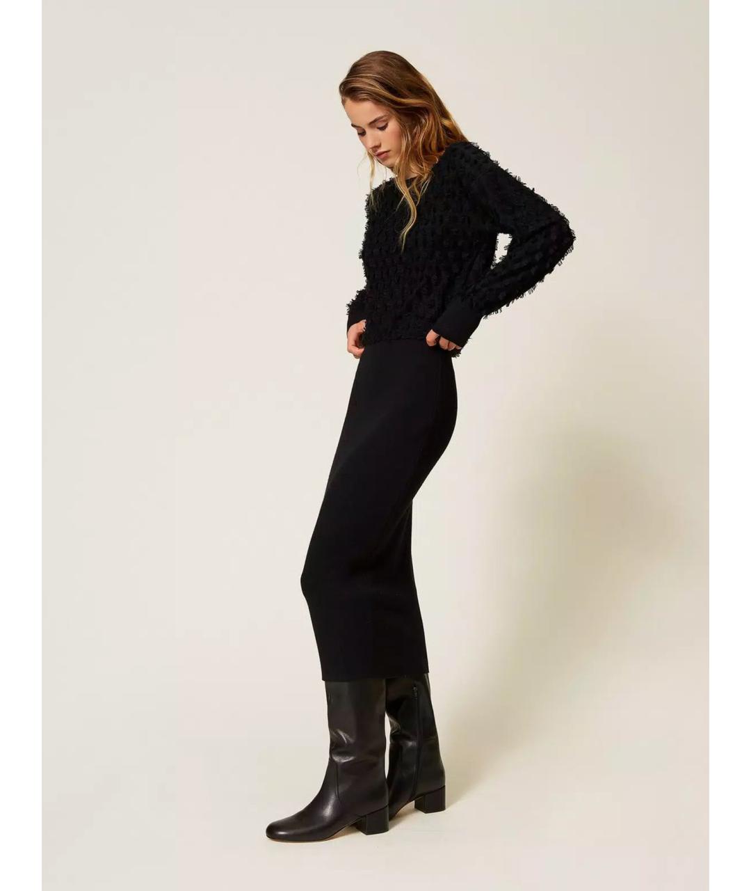 TWIN-SET Черное полиэстеровое повседневное платье, фото 4