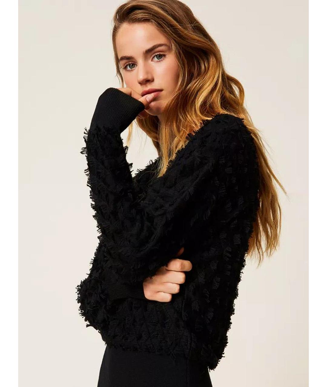 TWIN-SET Черное полиэстеровое повседневное платье, фото 6