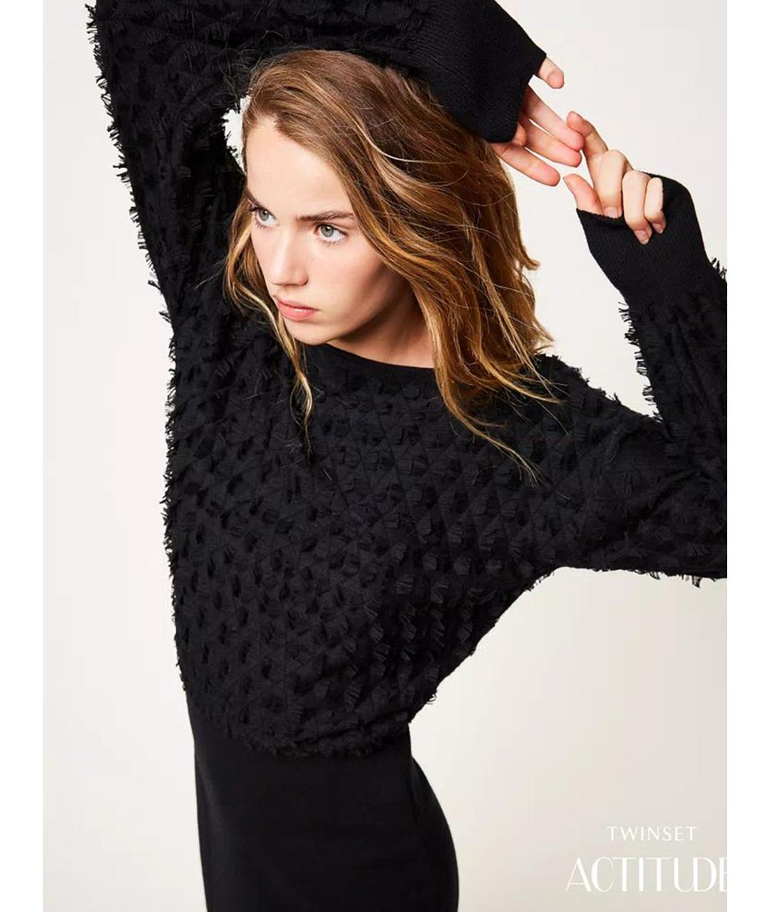 TWIN-SET Черное полиэстеровое повседневное платье, фото 7