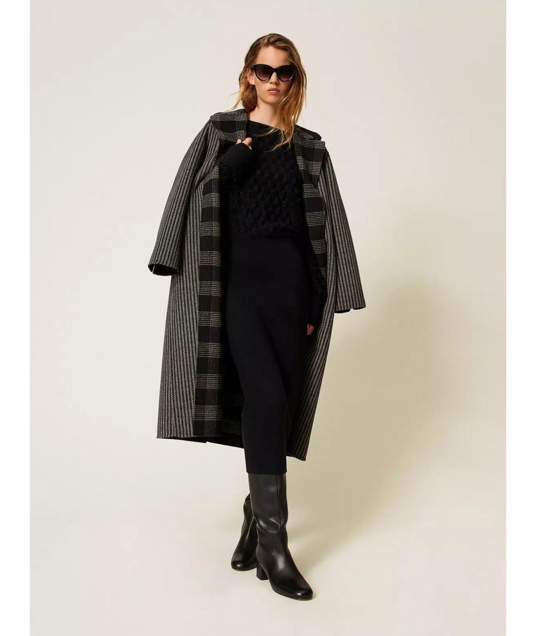 TWIN-SET Черное полиэстеровое повседневное платье, фото 2