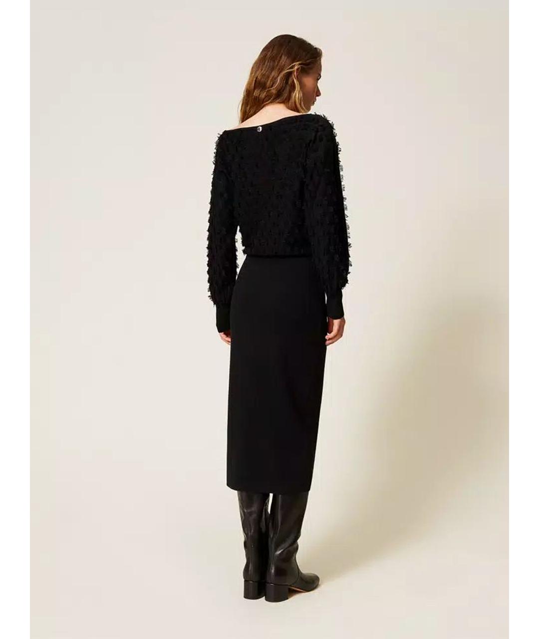 TWIN-SET Черное полиэстеровое повседневное платье, фото 5