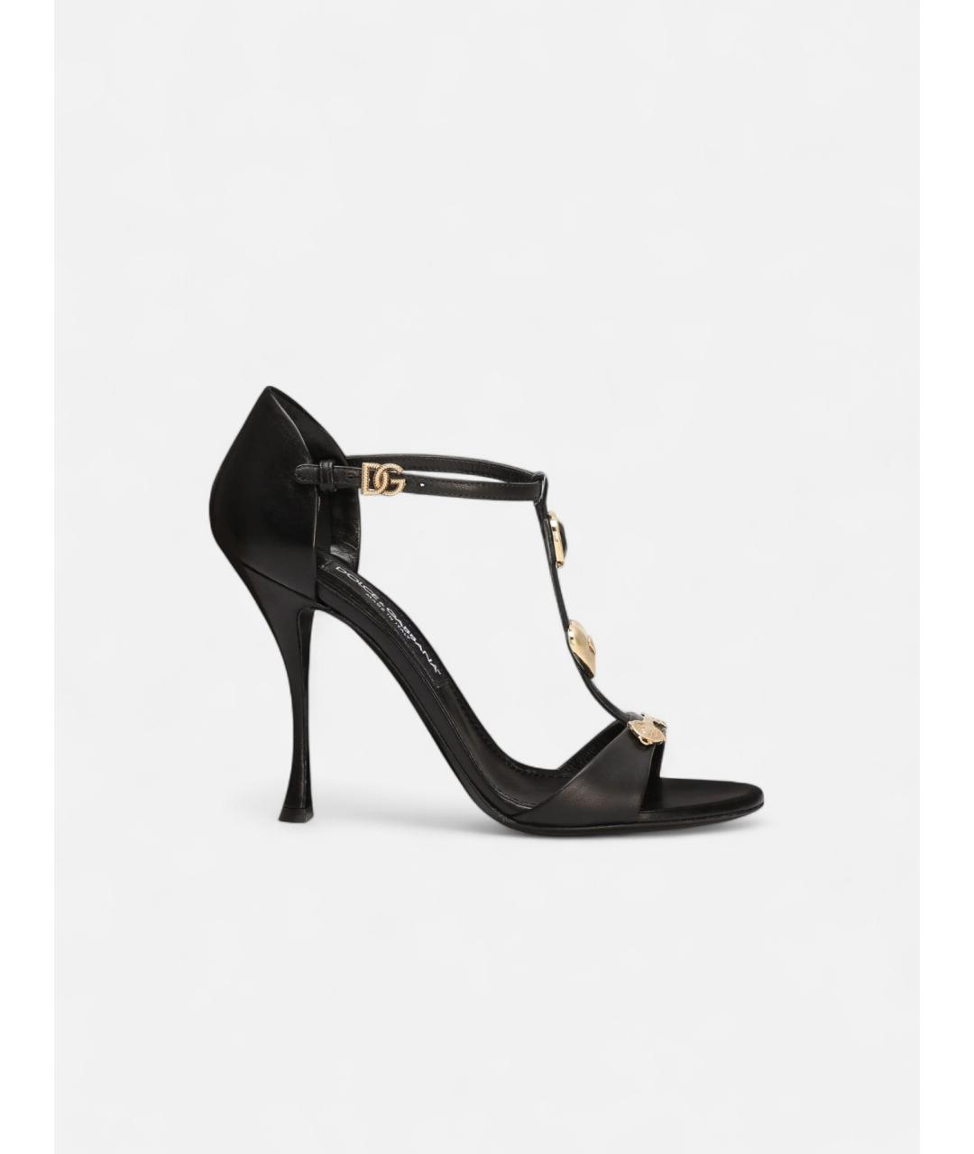 DOLCE&GABBANA Черные кожаные босоножки, фото 4