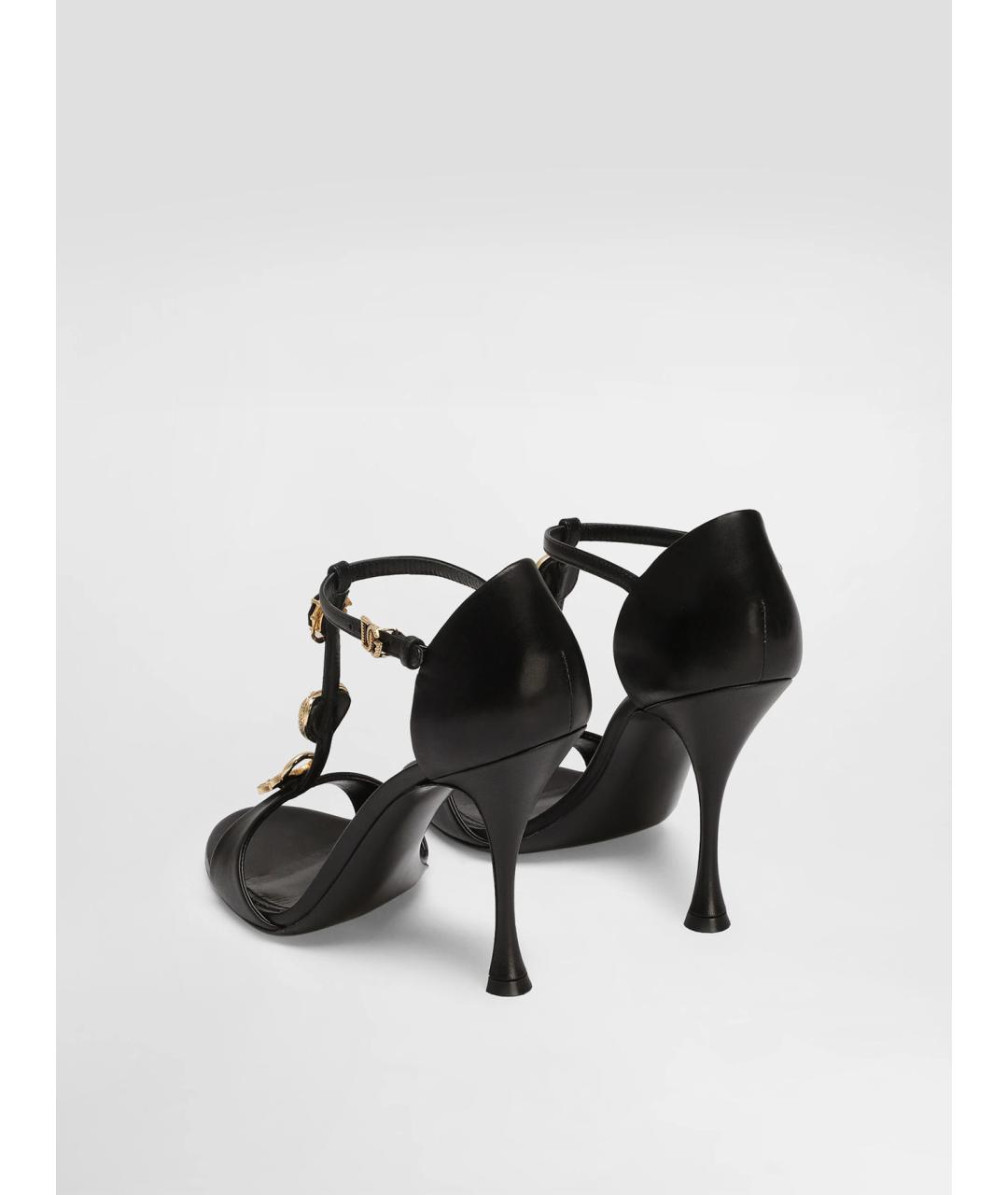 DOLCE&GABBANA Черные кожаные босоножки, фото 3