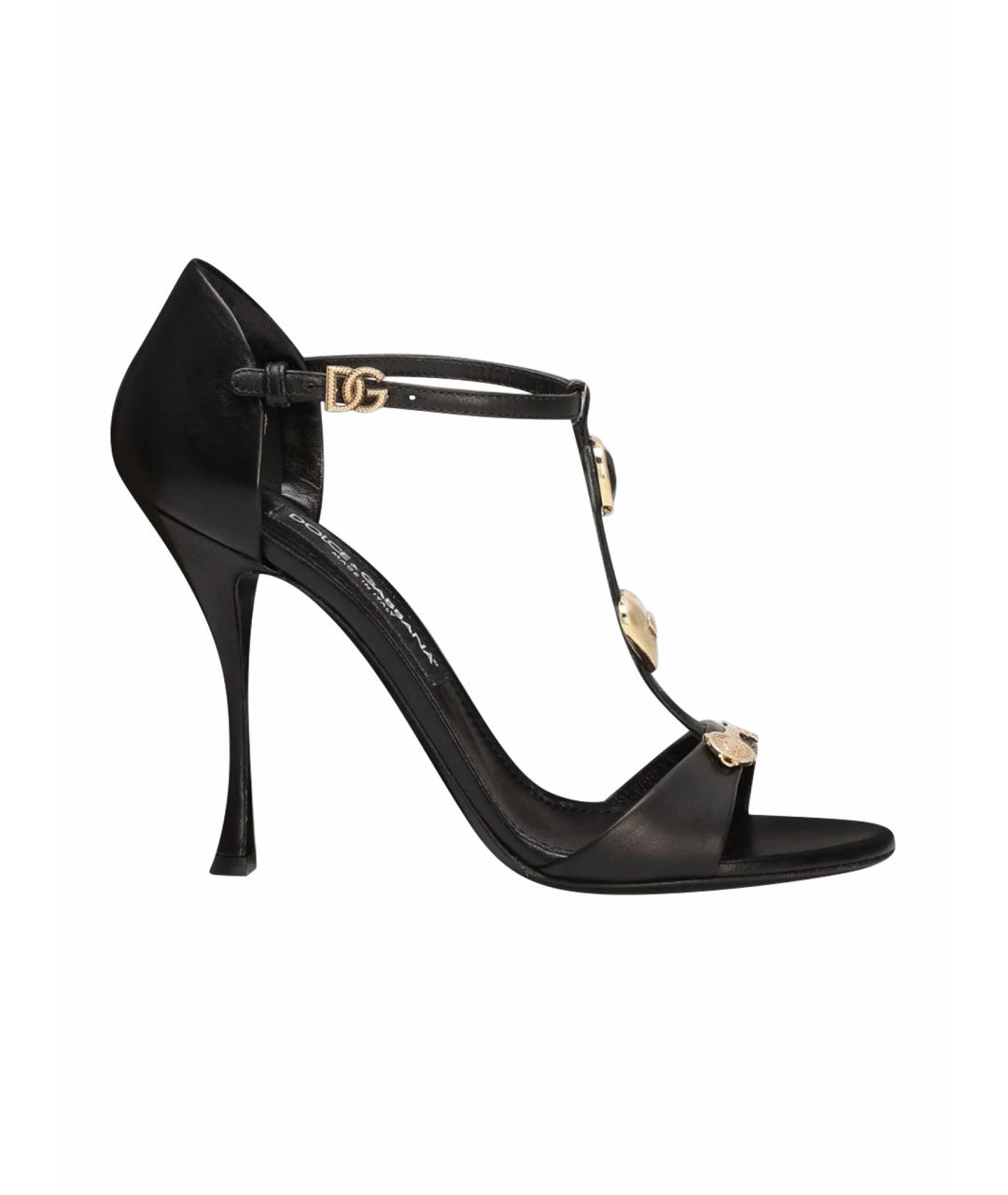 DOLCE&GABBANA Черные кожаные босоножки, фото 1