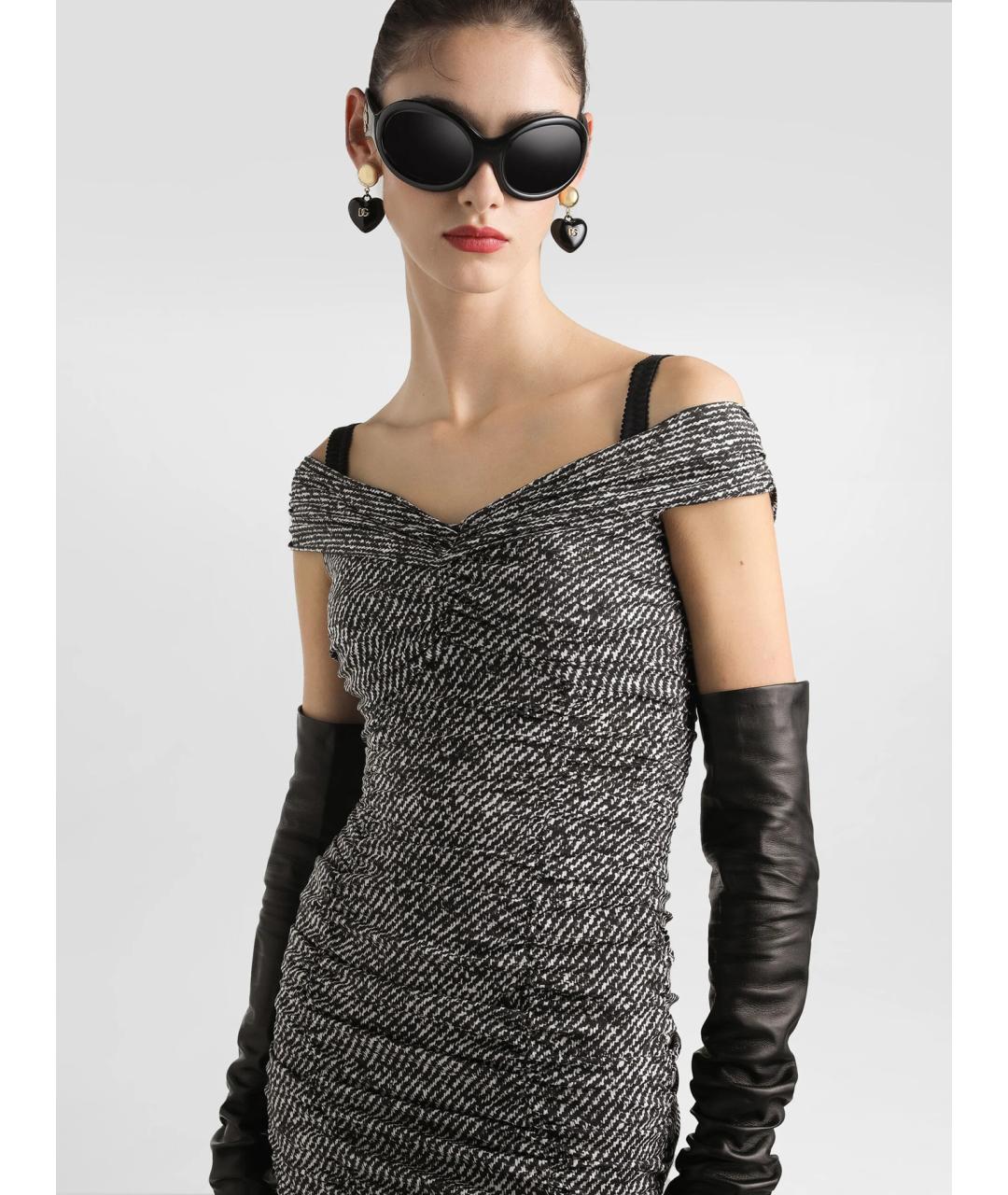 DOLCE&GABBANA Серое шелковое коктейльное платье, фото 3