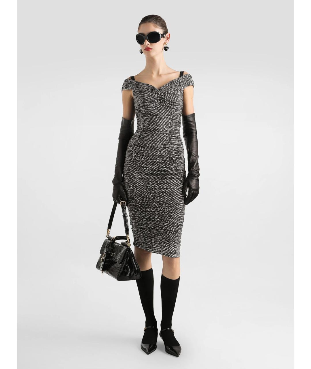 DOLCE&GABBANA Серое шелковое коктейльное платье, фото 2