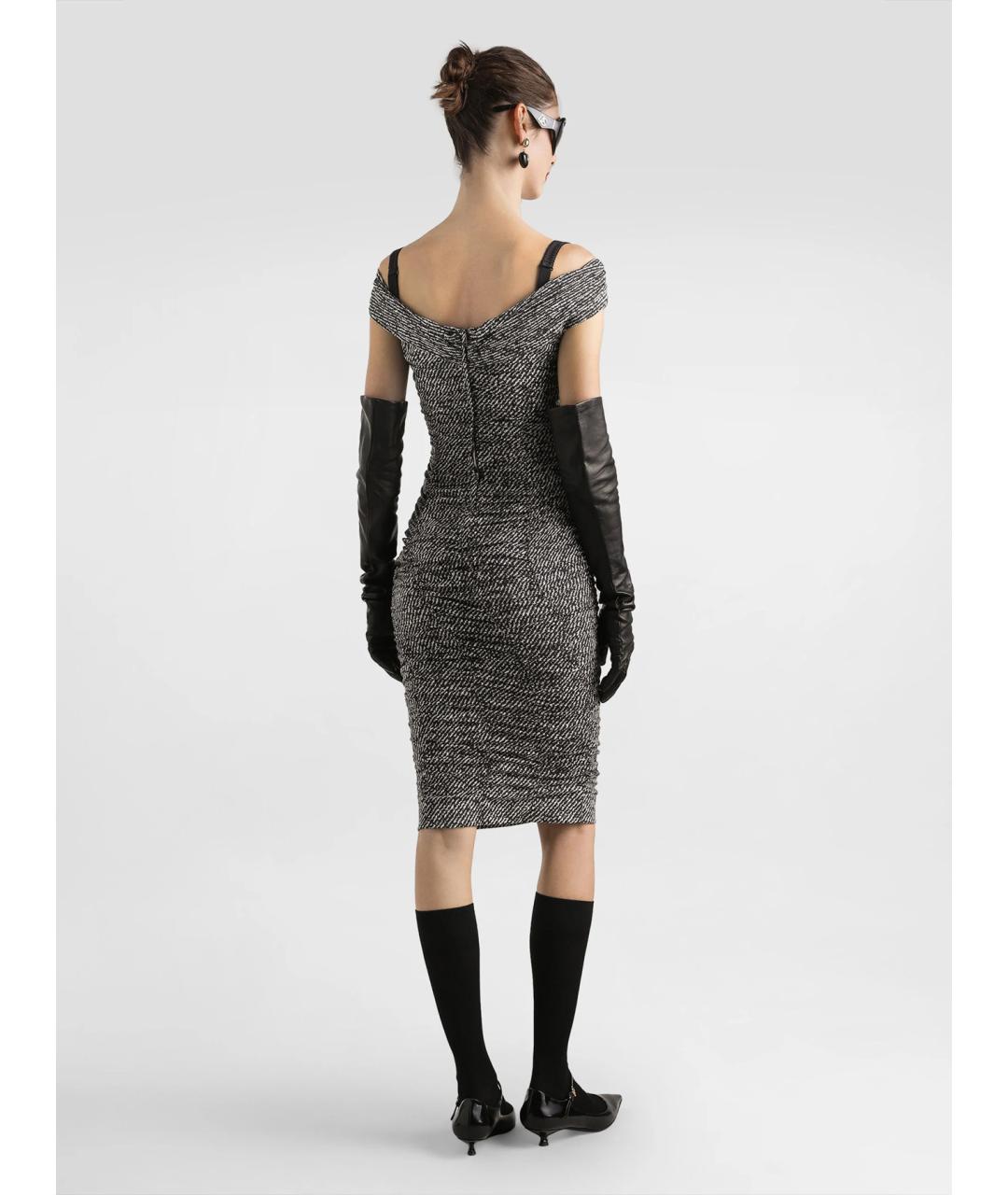 DOLCE&GABBANA Серое шелковое коктейльное платье, фото 4
