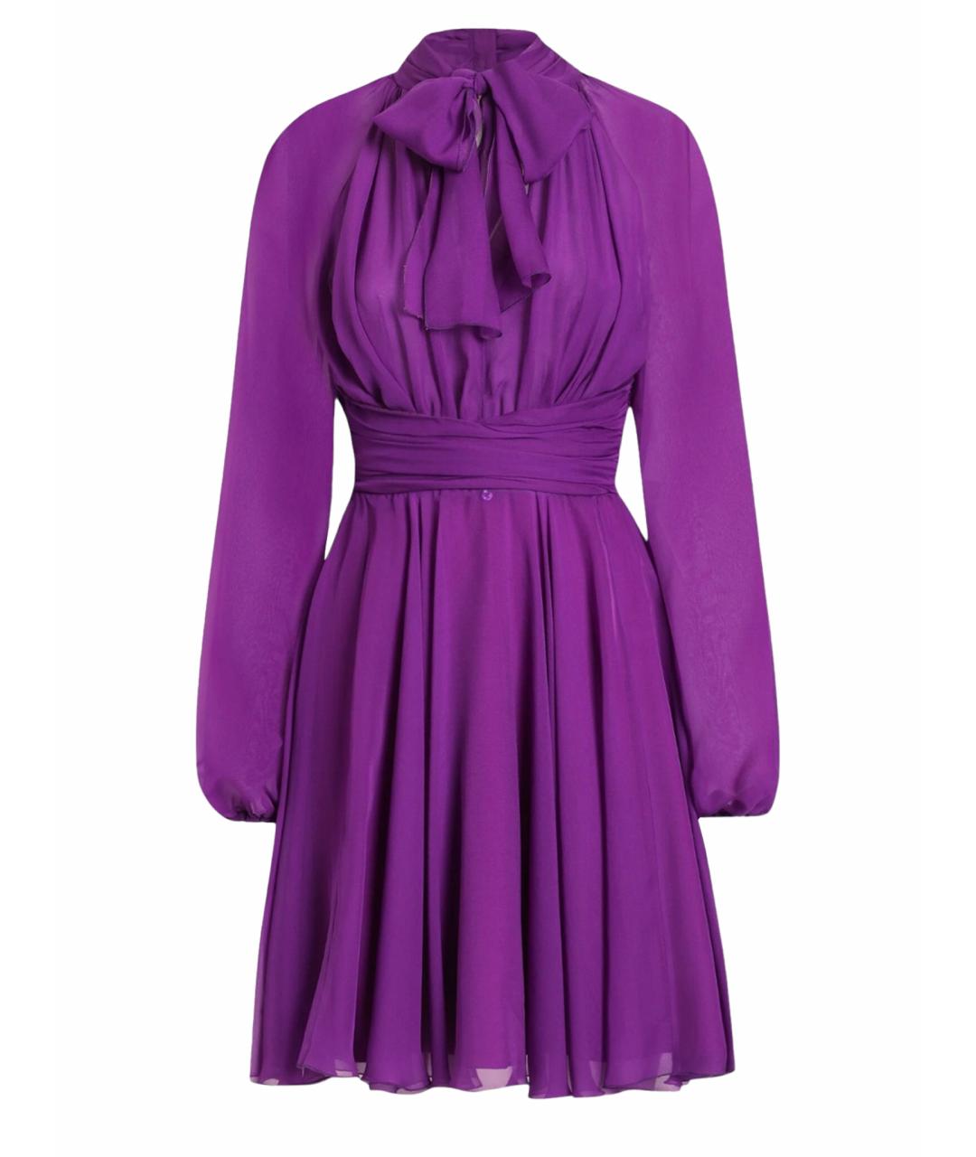DOLCE&GABBANA Фиолетовое шелковое коктейльное платье, фото 1