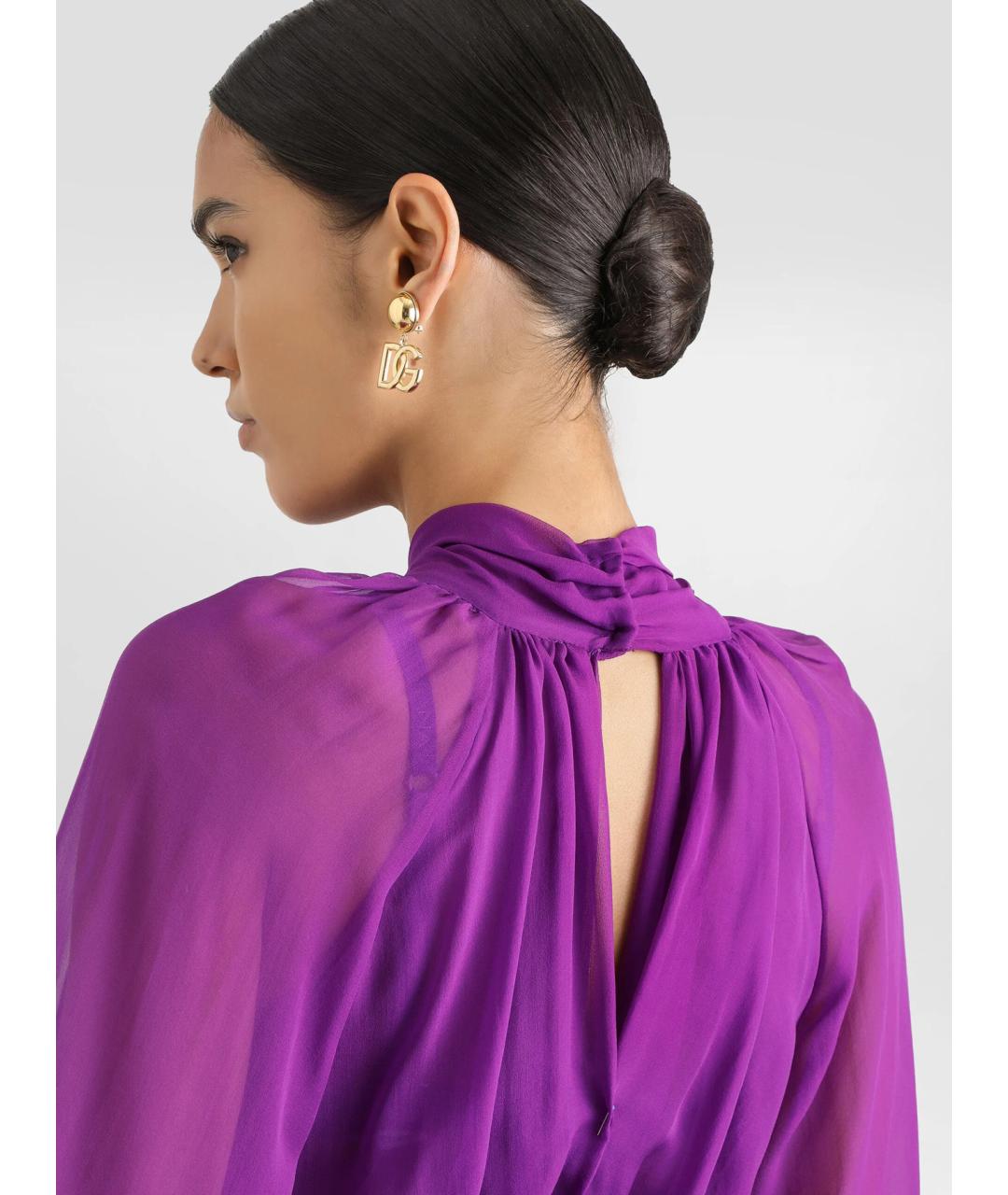 DOLCE&GABBANA Фиолетовое шелковое коктейльное платье, фото 4
