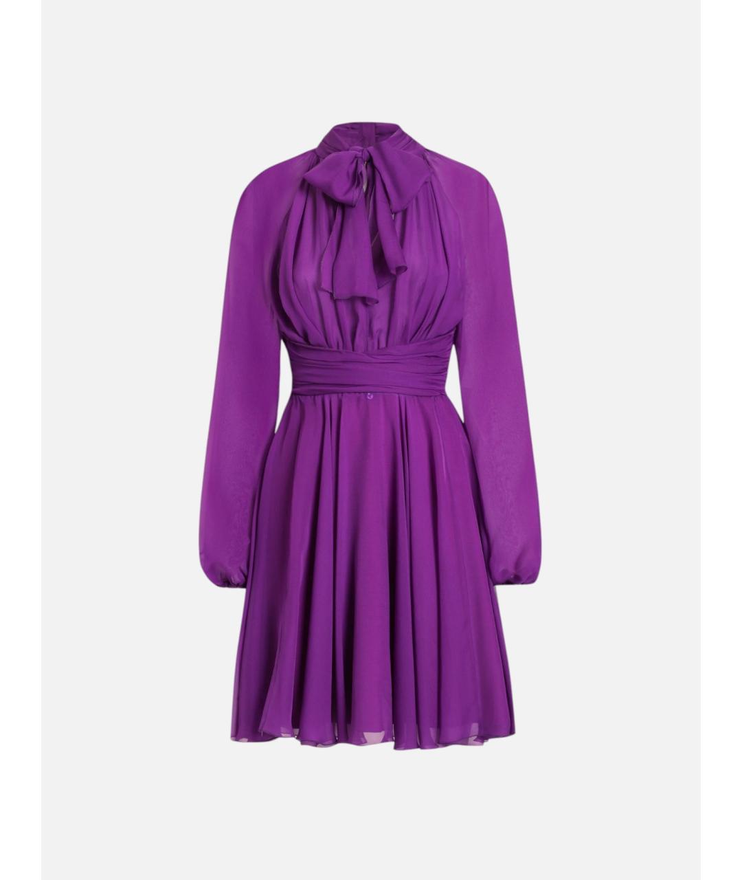 DOLCE&GABBANA Фиолетовое шелковое коктейльное платье, фото 6
