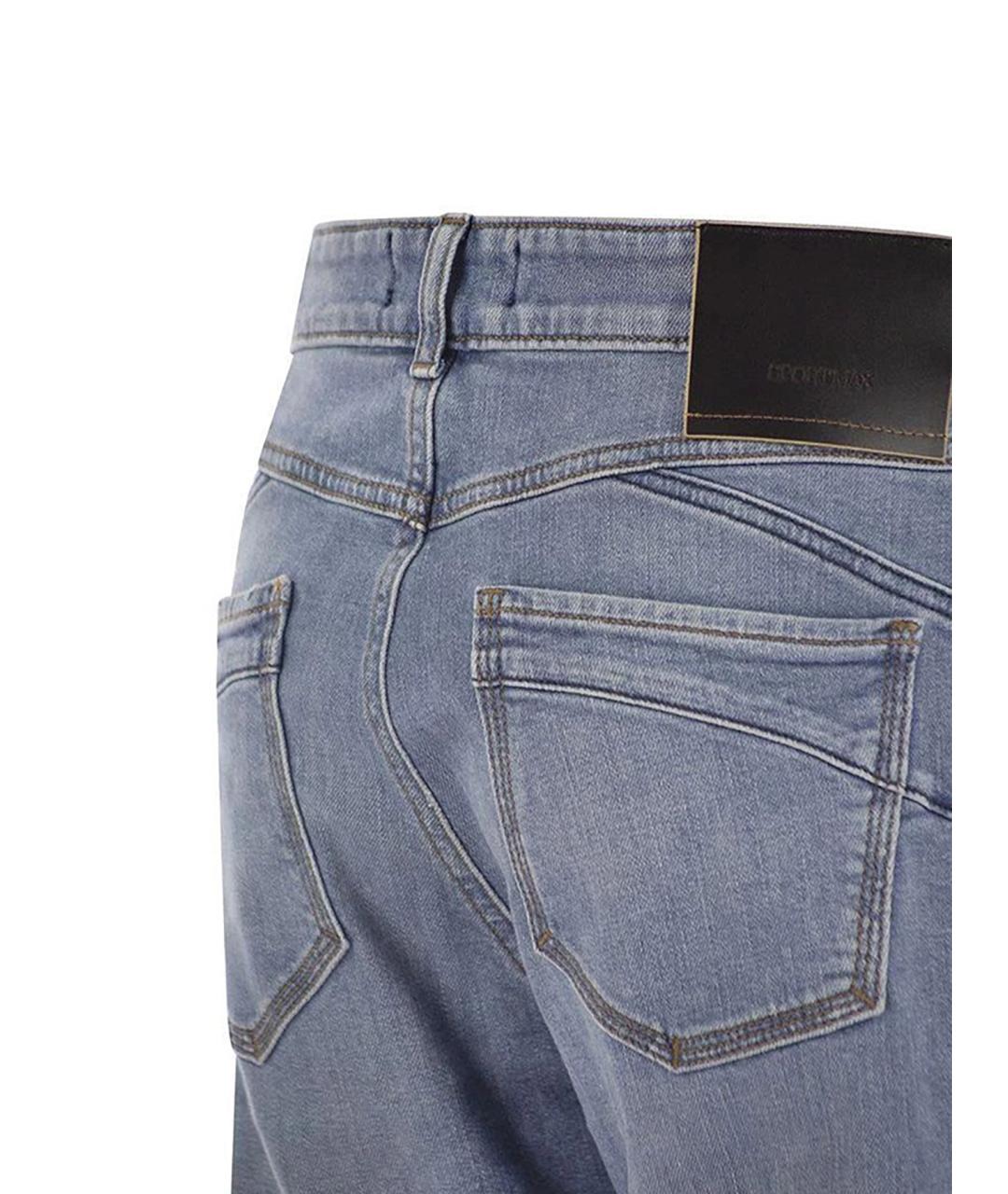 SPORTMAX Голубые хлопко-эластановые прямые джинсы, фото 3