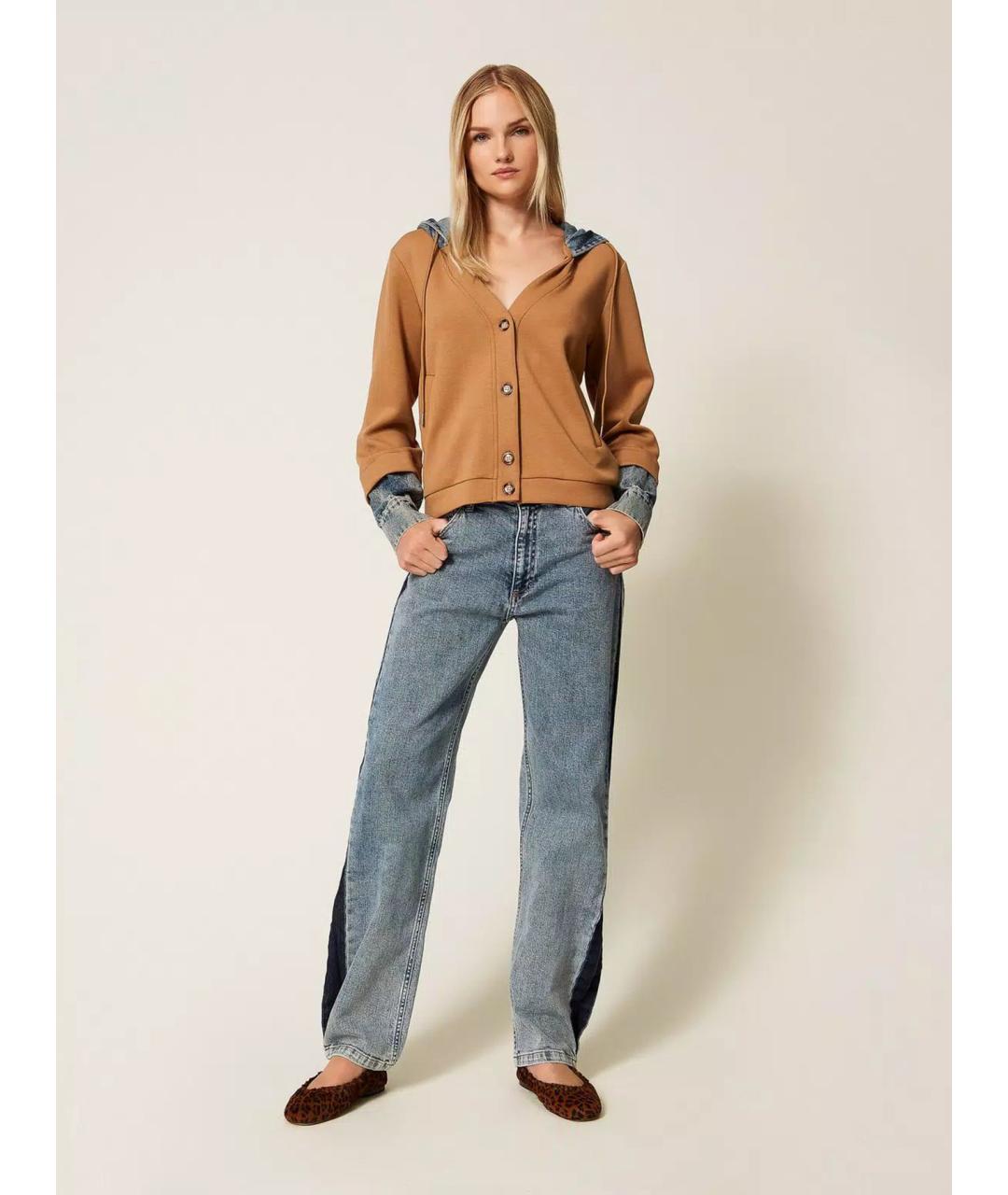 TWIN-SET Синие хлопковые прямые джинсы, фото 2