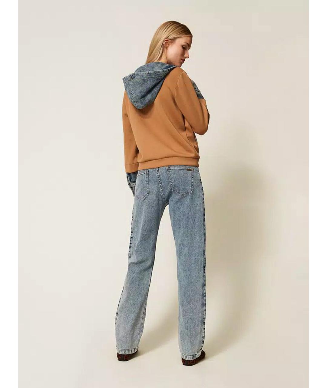 TWIN-SET Синие хлопковые прямые джинсы, фото 5