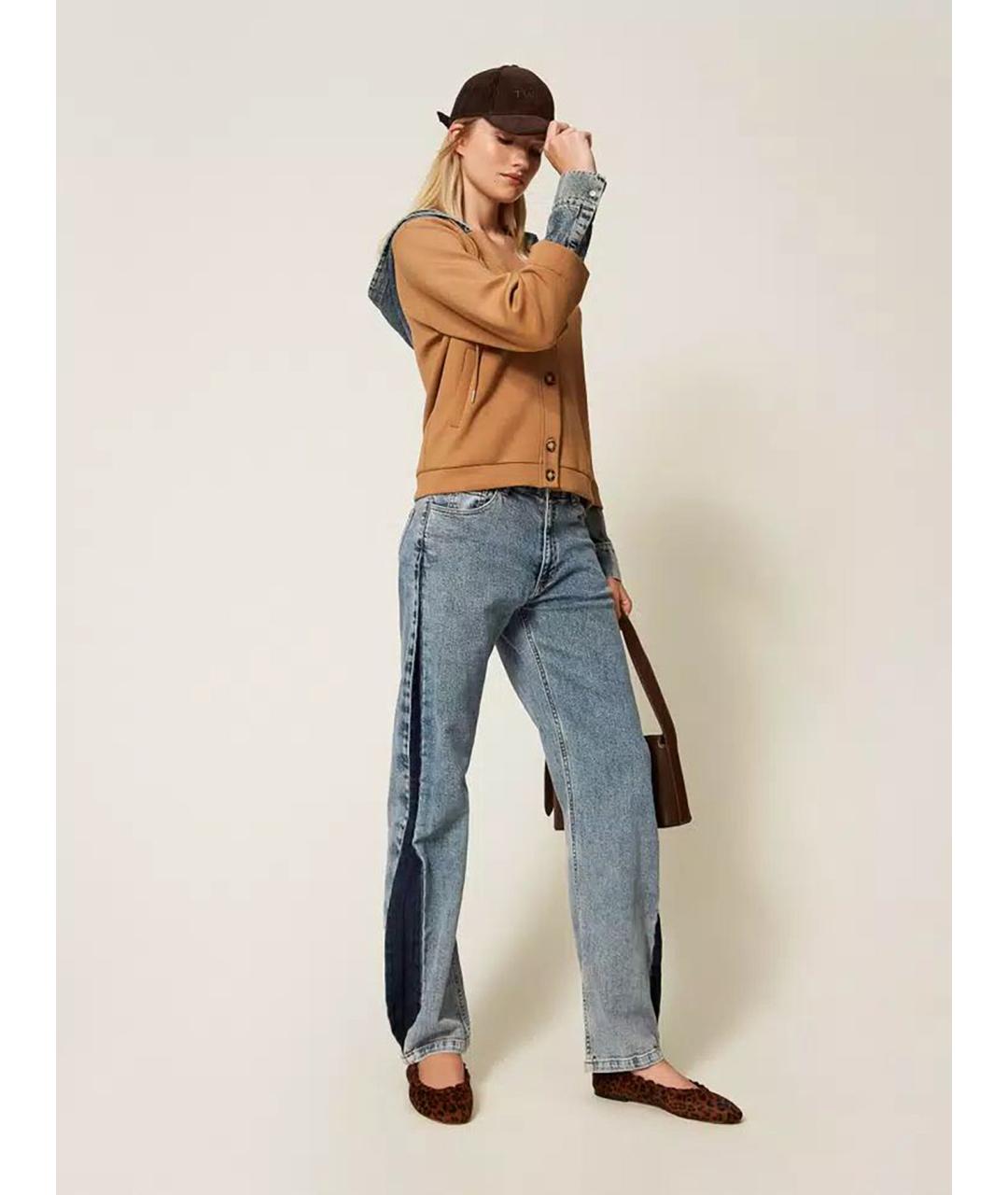 TWIN-SET Синие хлопковые прямые джинсы, фото 3