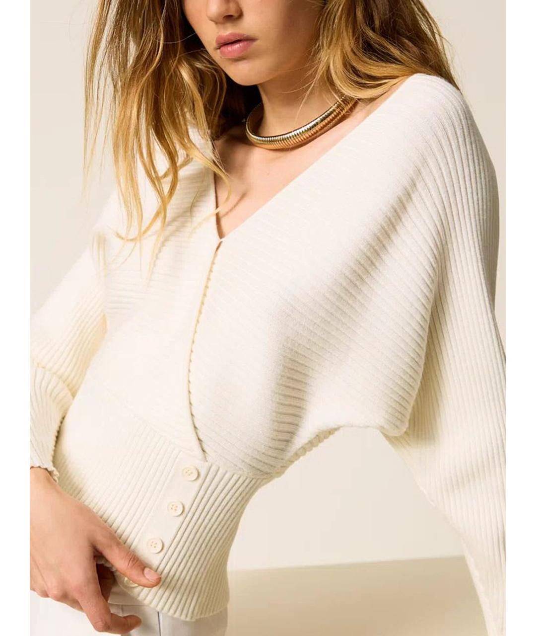 TWIN-SET Бежевый шерстяной джемпер / свитер, фото 6