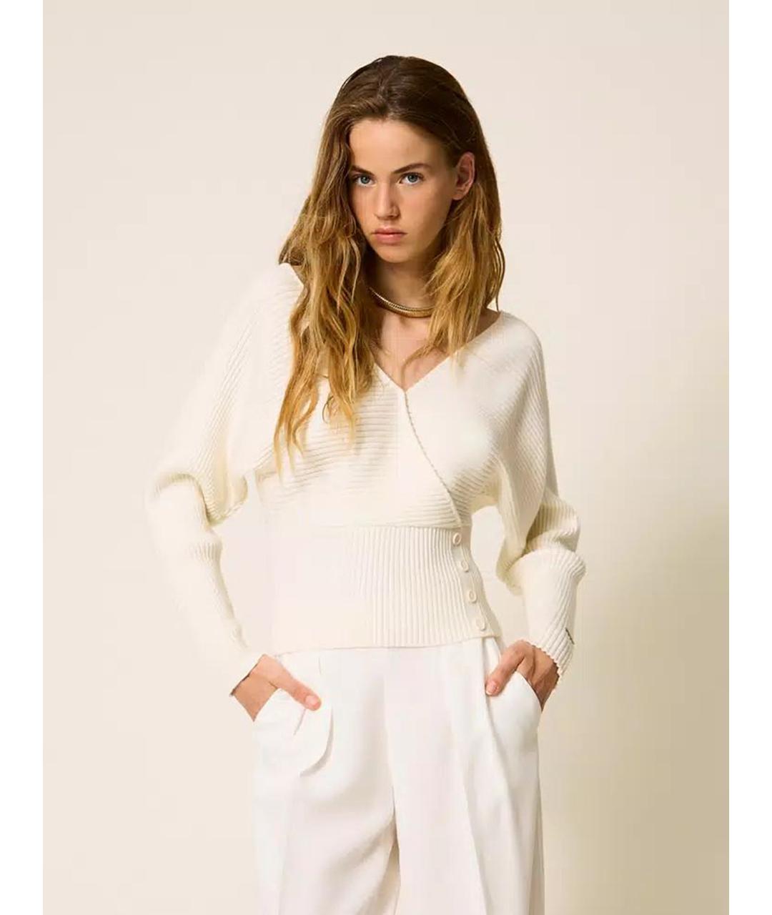 TWIN-SET Бежевый шерстяной джемпер / свитер, фото 3