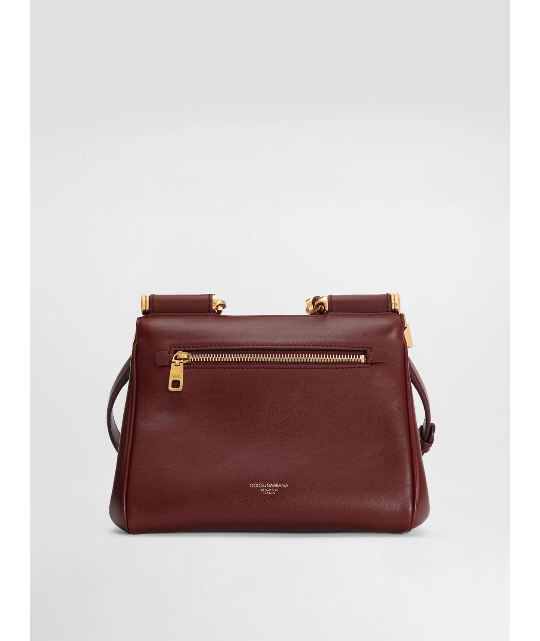 DOLCE&GABBANA Бордовая кожаная сумка тоут, фото 3