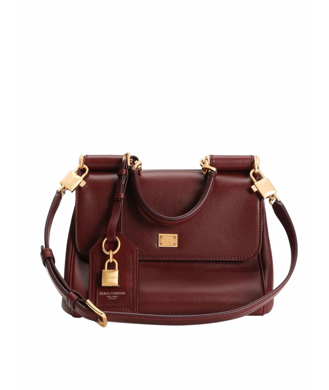 DOLCE&GABBANA Бордовая кожаная сумка тоут, фото 4