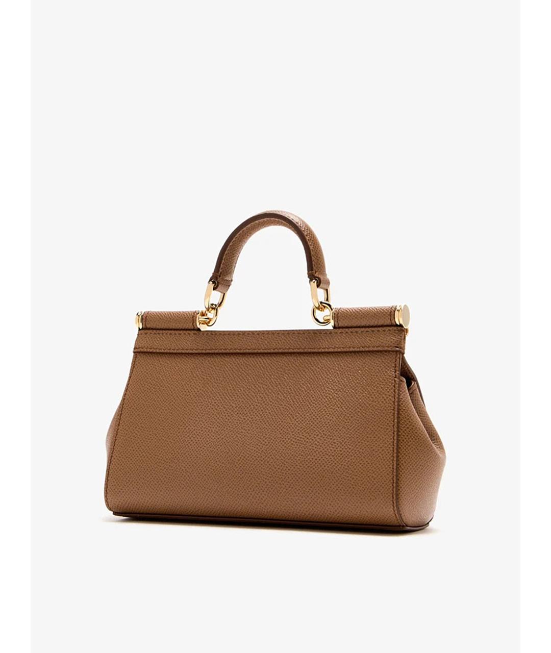 DOLCE&GABBANA Коричневая кожаная сумка тоут, фото 3