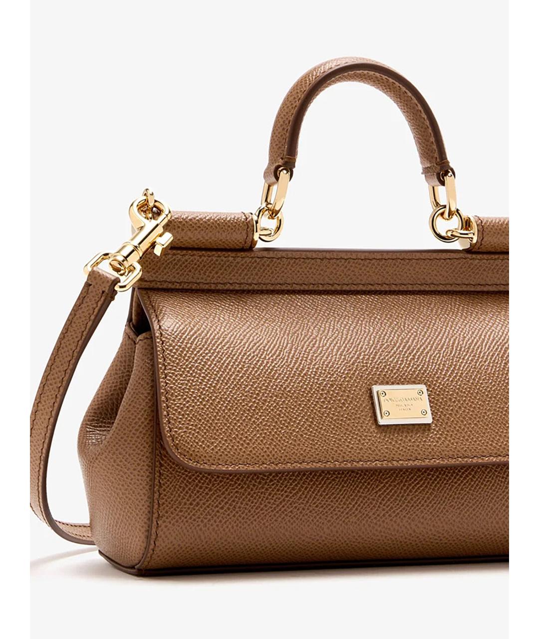 DOLCE&GABBANA Коричневая кожаная сумка тоут, фото 2