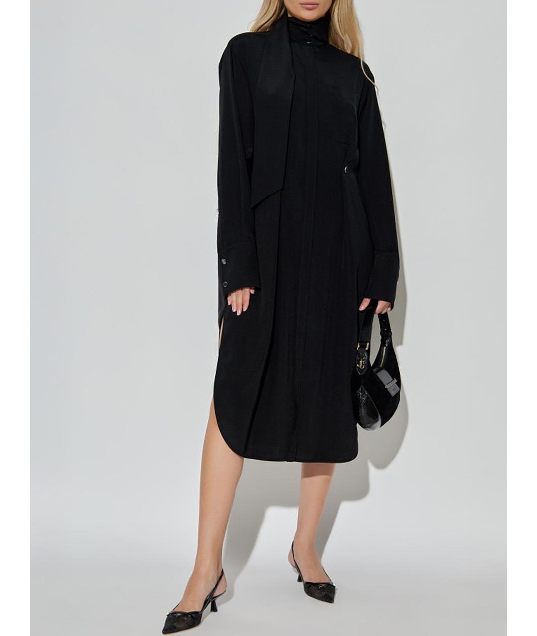 SPORTMAX Черное шелковое повседневное платье, фото 2