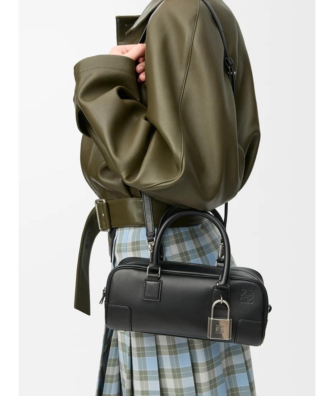 LOEWE Черная кожаная сумка с короткими ручками, фото 2