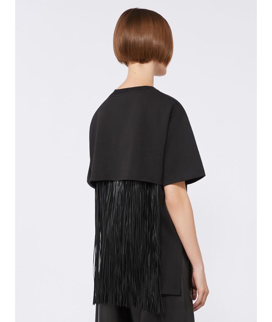 SPORTMAX Черная хлопковая футболка, фото 2