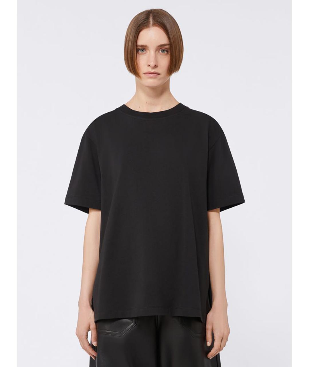 SPORTMAX Черная хлопковая футболка, фото 3