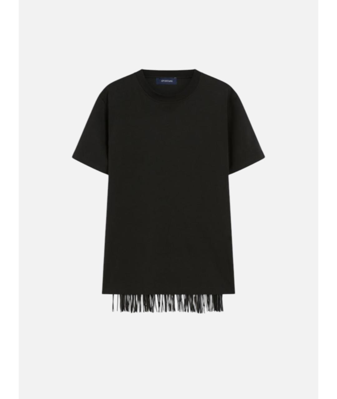 SPORTMAX Черная хлопковая футболка, фото 5